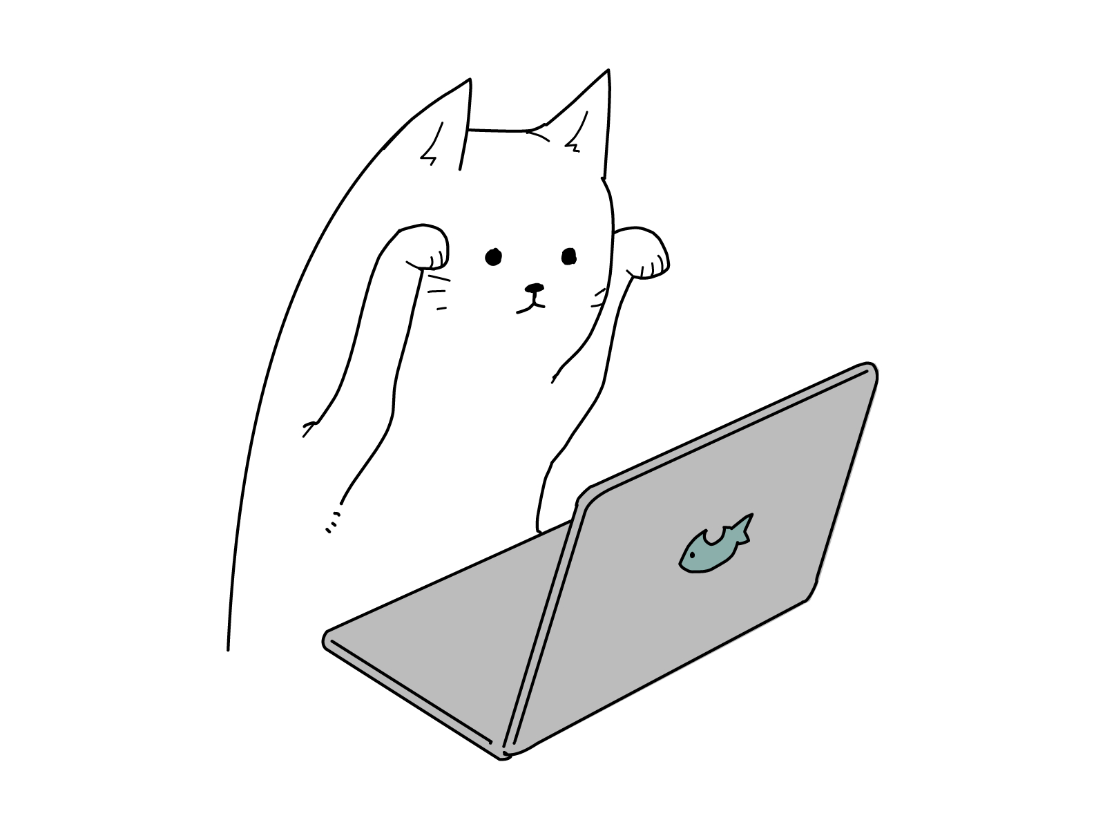 パソコンをする猫