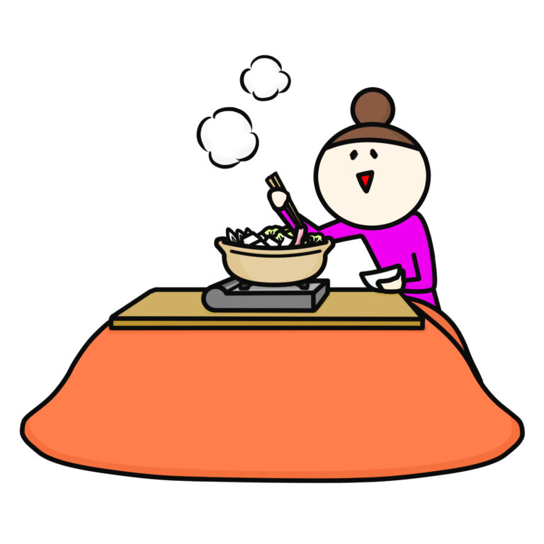 女性 コタツ 鍋