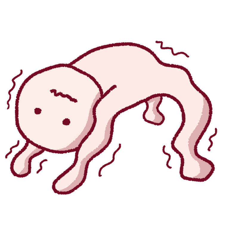 プルプル震えるブリッジ中の人