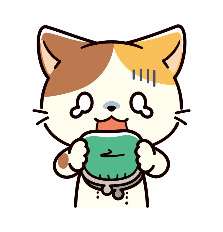 お金が無くてショックを受ける可愛い三毛猫