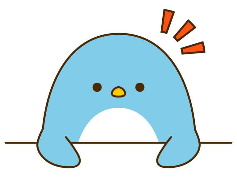 何かに気づいたかわいいペンギン