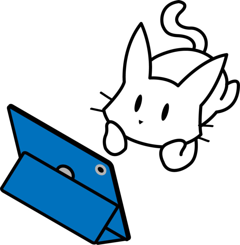 タブレットを見る 白ねこ