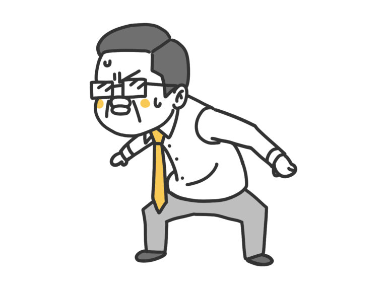 何かを必死で守るおじさん