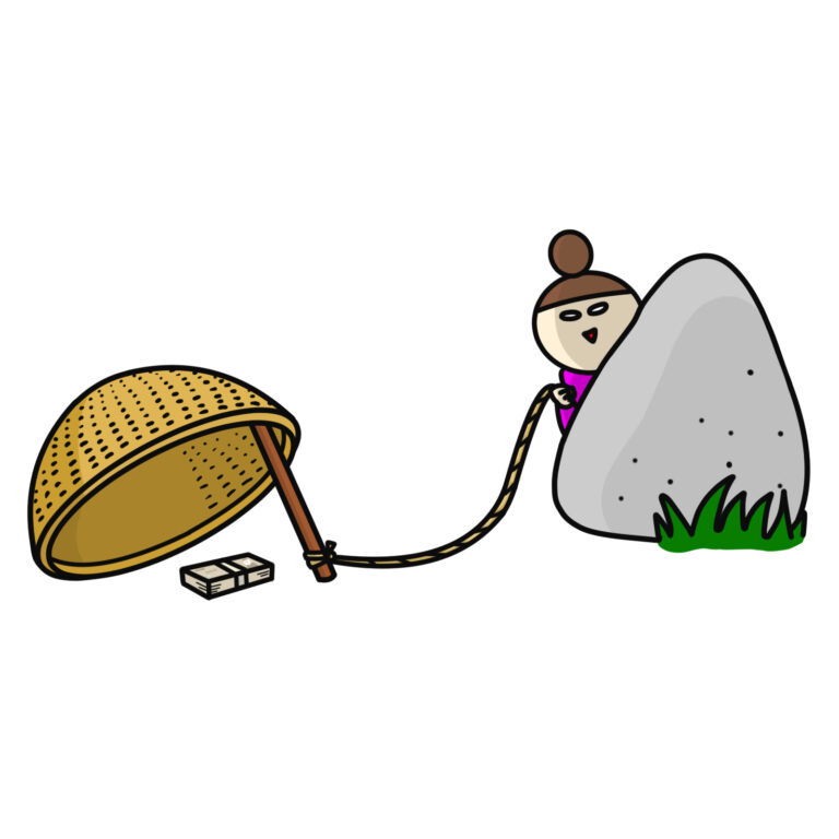 罠をしかける女性 札束