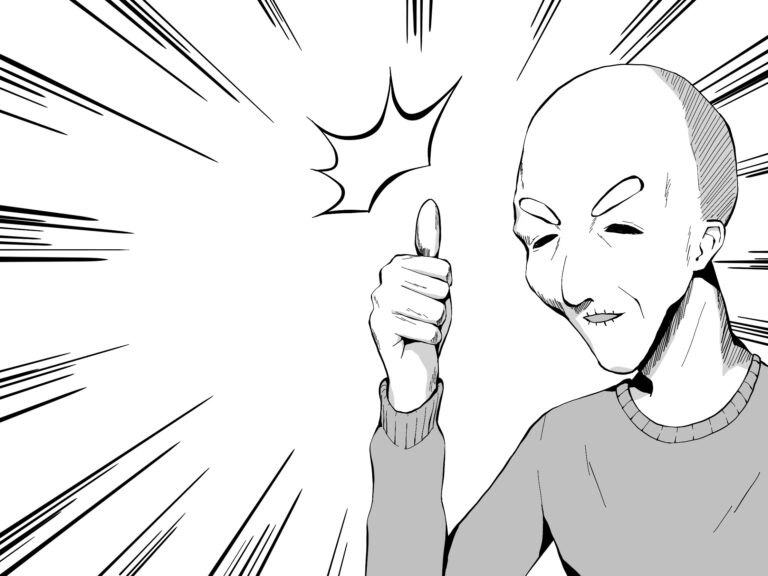 漫画風いいね_じいさん_集中線・効果あり