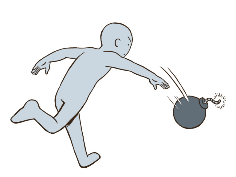 爆弾を投げるドローイング