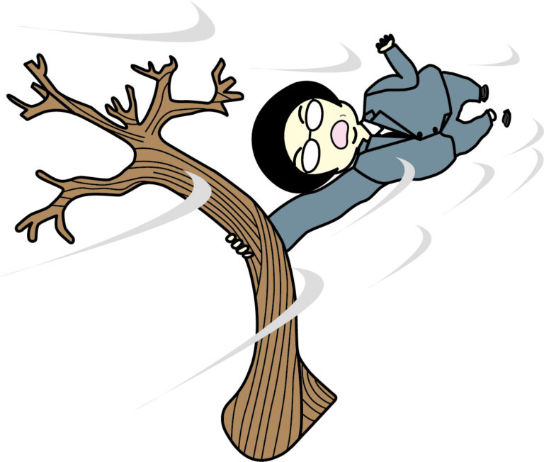 飛ばされる 木とスーツ おじさん2