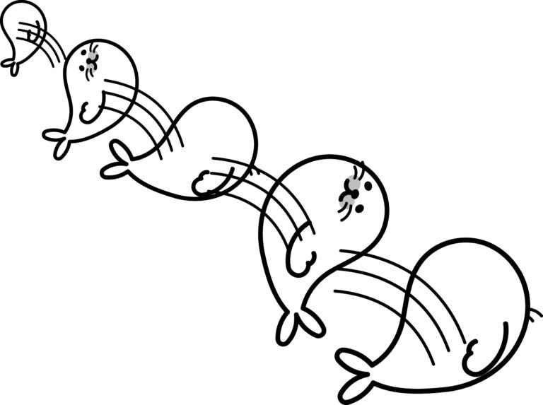 転がるアザラシのイラスト