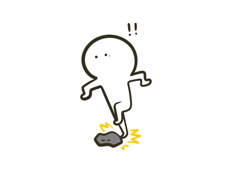 石につまずく棒人間のイラスト