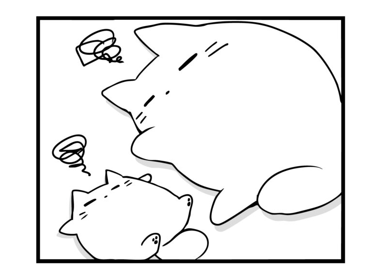 漫画風 ねこ だるぅ 効果音なし