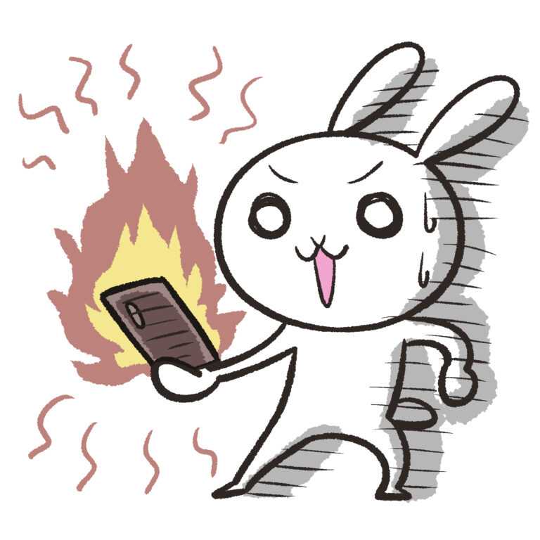 スマホが炎上するウサギ