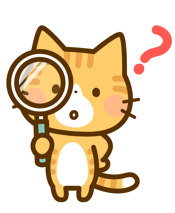 茶虎の猫 虫眼鏡をもって調べる