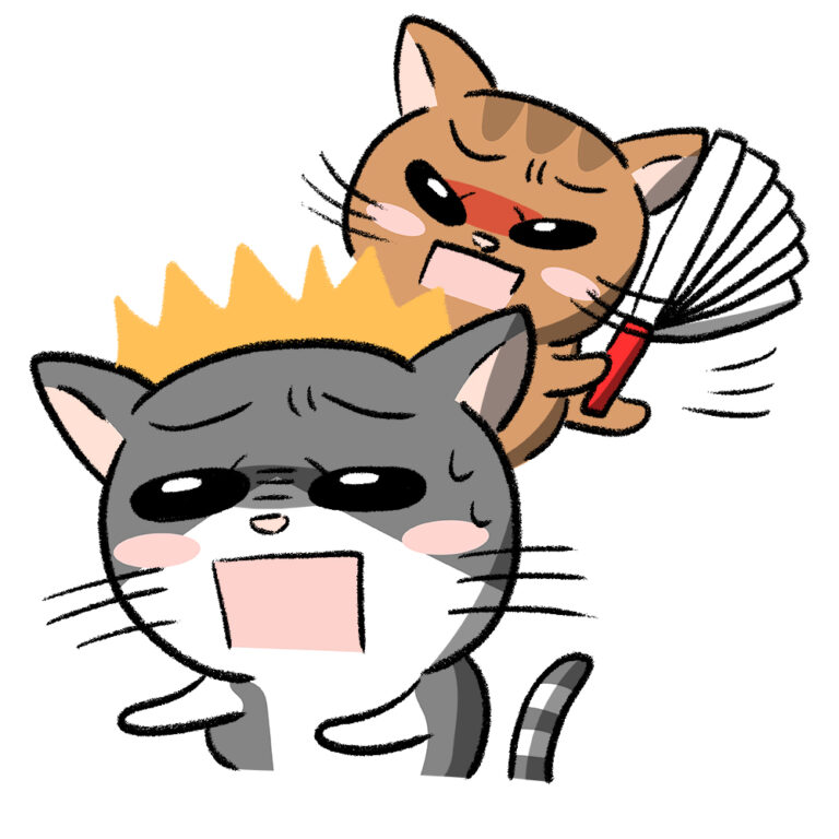 ハリセンで突っ込む猫くん