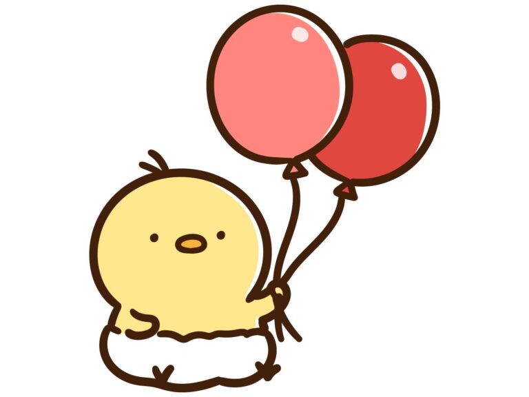 記念日で風船を持つかわいい赤ちゃんひよこ