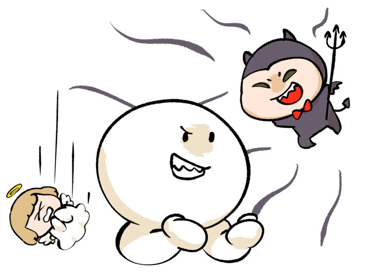天使と悪魔の葛藤のイラスト