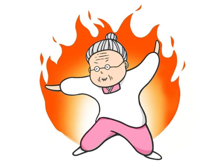 熱血のお婆ちゃん(高齢者)のイラスト