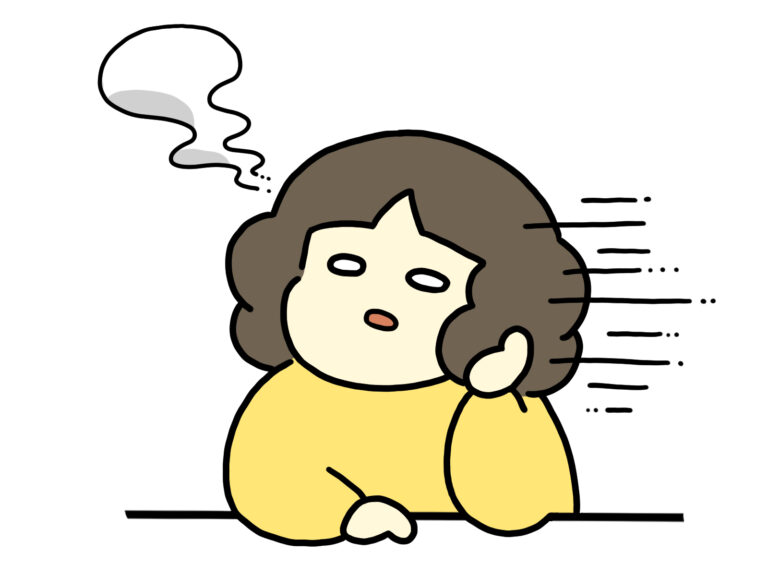 肘をついてぼーっとする人