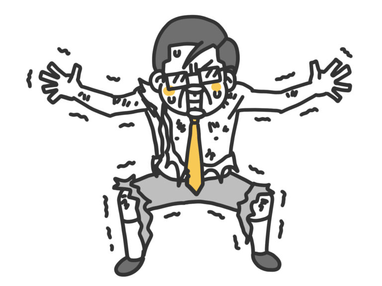 身を挺して守るズタボロのおじさん