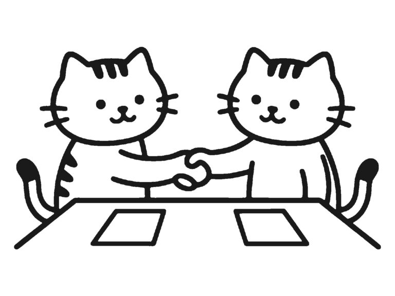 握手をするネコ