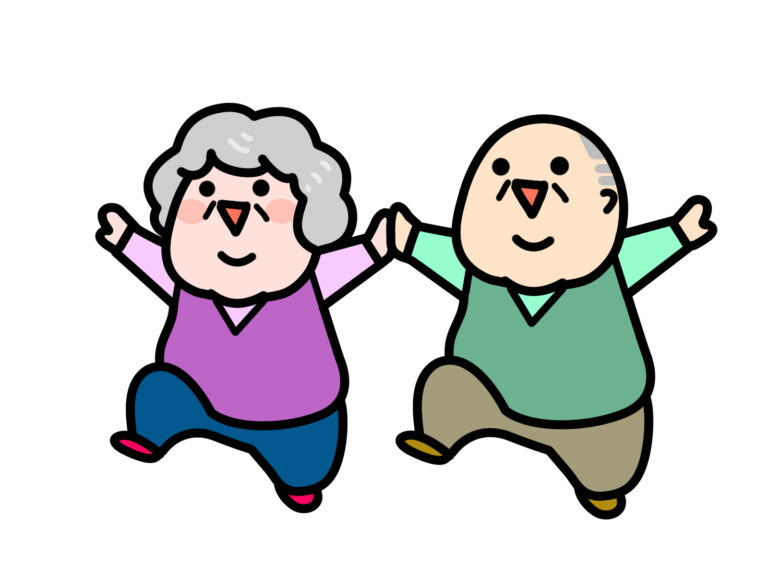 高齢者 夫婦 仲良し１ イラスト素材