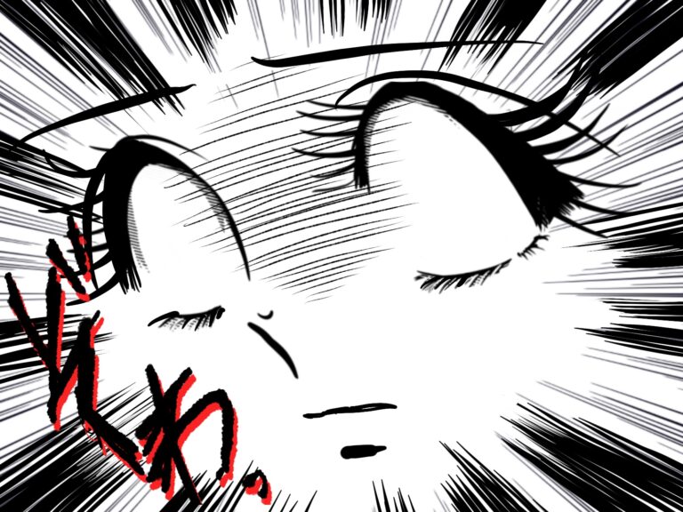 ショックで白目になる昭和期少女漫画風女子
