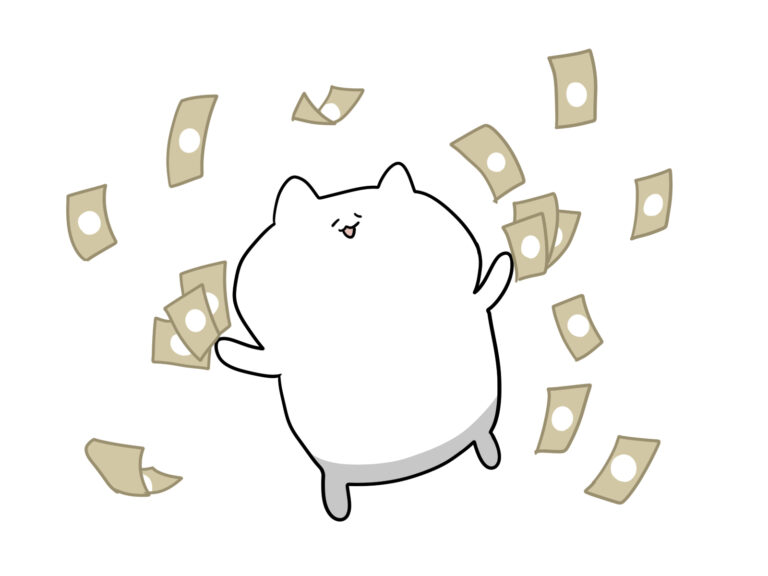 お金をばらまく猫