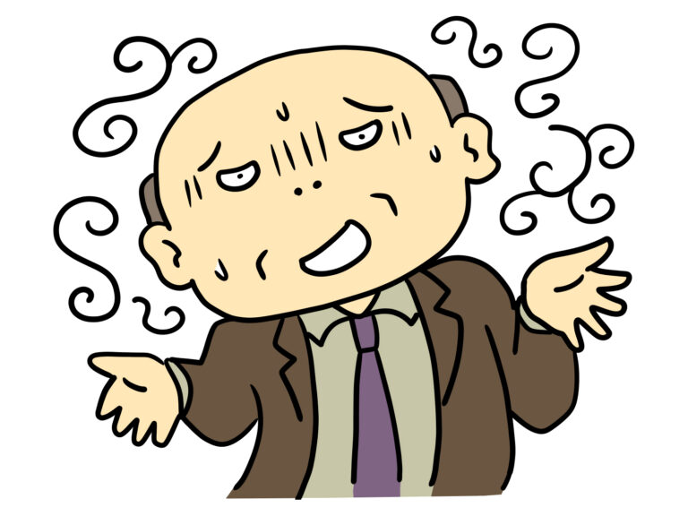 一生懸命言い訳する中年男性